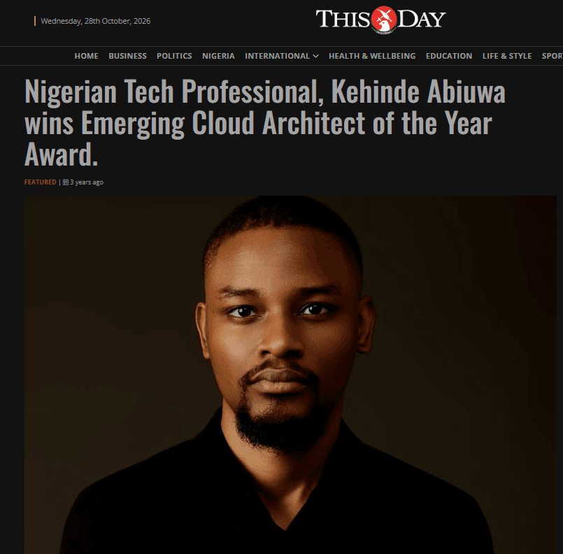 Screenshot of the THISDAY article headline with Kehinde's portrait